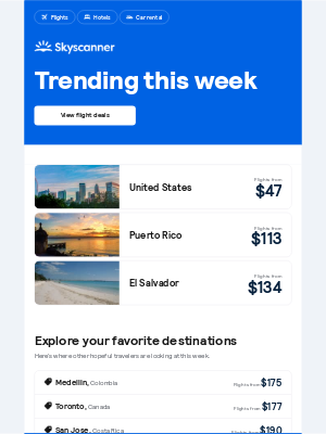 Skyscanner  - Flights from $47