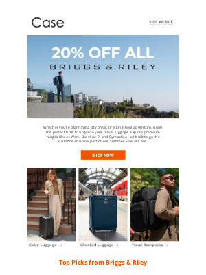 20% Off All Briggs & Riley - Save on At Work, Baseline 2 & Sympatico 3.0