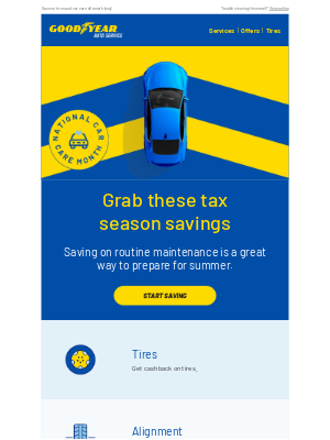 Goodyear Auto Service - Valued Customer, tax time is best time to save