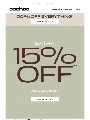 boohoo USA - 50% off everything - plus an extra 15% off