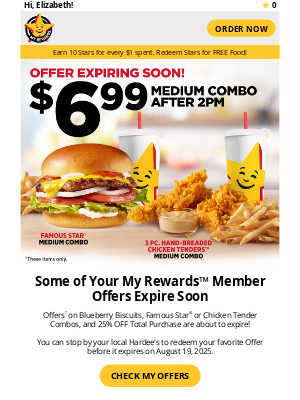 Hardee's - Some Member Offers Expiring Soon