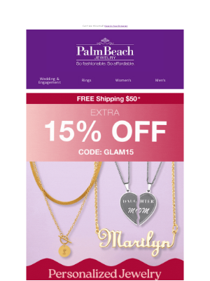 PalmBeach Jewelry - 15% Off Personalized Gifts for Mom!