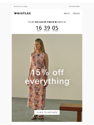 Whistles (United Kingdom) - 24hr VIP preview: 15% off EVERYTHING*