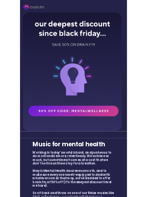 Brain.fm - Save 50% for Mental Health Awareness month! 🧠