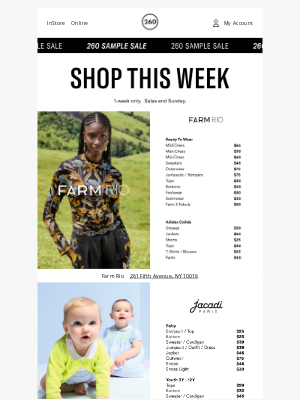260 Sample Sale - SHOP NOW ⭐ Multi-Brand Event, Jacadi, & Farm Rio