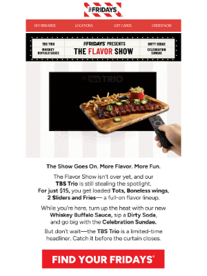 TGI Fridays - Big Bites, Bold Sips: $15 Trio + $7 Rum Week