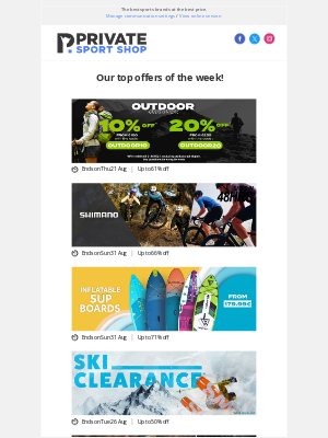 Private Sport Shop - 🏆 Top offers of the week!