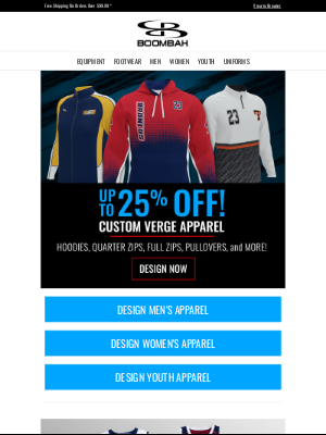 Boombah, Inc. - Up To 25% Off Custom Verge Apparel - Design Now!