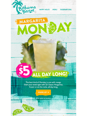 Bahama Breeze - $5 Margarita Mondays!