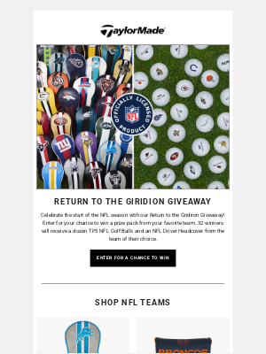 TaylorMade Golf - Enter for a Chance to Win NFL Gear 🏈