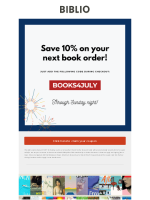 Biblio - 🎉 Boom! 10% Off Books This 4th of July