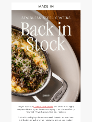 Made In Cookware - Back by Demand: Stainless Steel Gratins