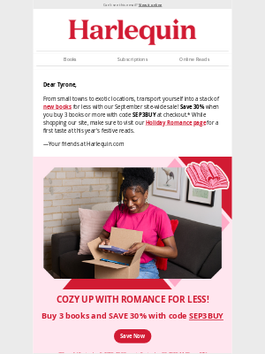 Harlequin - September sale: Save 30% on new books + more!