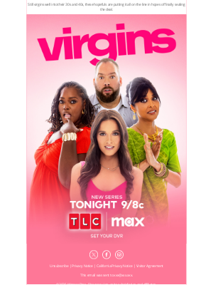 TLC Network - NEW SERIES – Virgins Premieres TONIGHT at 9/8c