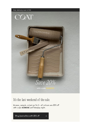 COAT Paints - Last Chance To Save 20%