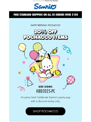 Sanrio - HBD POCHACCO! 🎂🎈🎉