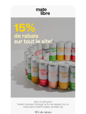 Mate Libre (France) - 15% de rabais sur tout le site!