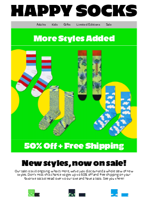 Happy Socks - Sale: Hundreds of New Styles Added!