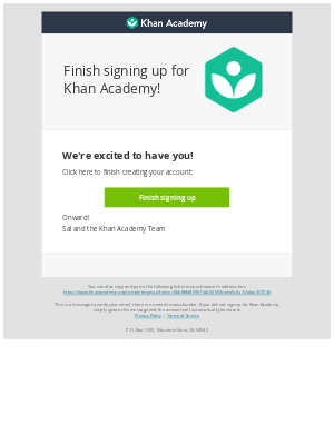 Khan Academy - Finish signing up for Khan Academy