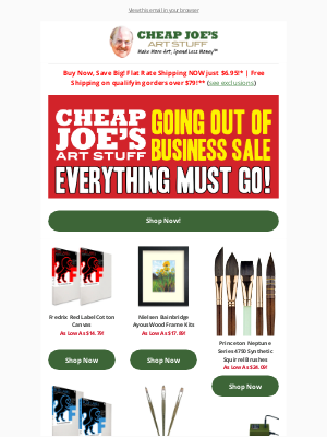 Cheap Joe's Art Stuff - 🚨 Going Out Of Business Sales Continue!