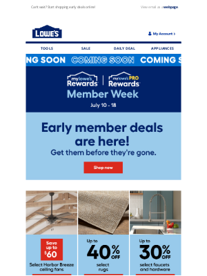 Lowe's - Countdown starts NOW: Member Week deals drop soon