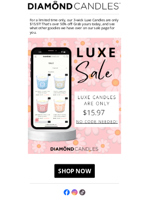 Diamond Candles - Over 50% off on select items! 🎉