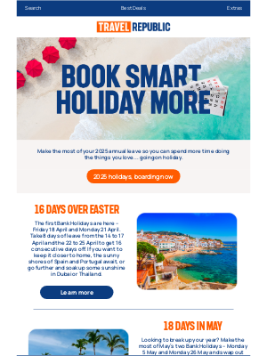 Travel Republic (United Kingdom) - Maximize your annual leave this year 🤩