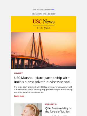 University of Southern California - Sustainability and fashion; online eye tests; partners in India