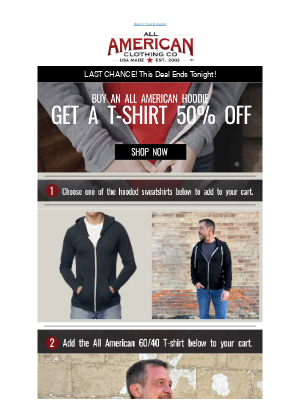 allamericanclothing - Buy A Hoodie, Get A T-Shirt 50% Off