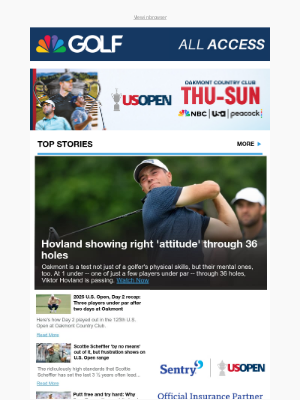 Golf Channel - Hovland showing right 'attitude' through 36 holes