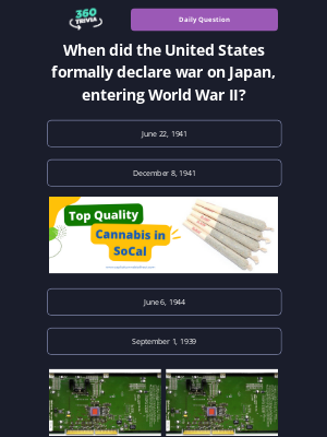 Job - Earn Gems! When did the United States formally declare war on Japan, entering World War II?