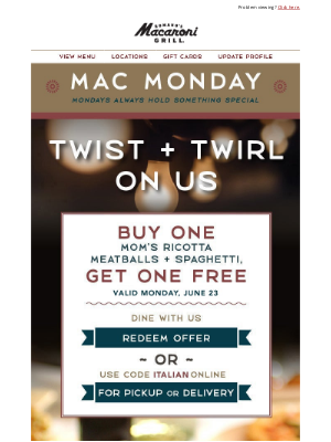 Romano's Macaroni Grill - Buy One, Get One FREE - Mom's Ricotta Meatballs & Spaghetti!🍝