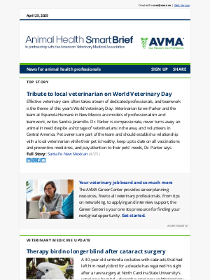 American Veterinary Medical Association (AVMA) - Therapy bird no longer blind after cataract surgery
