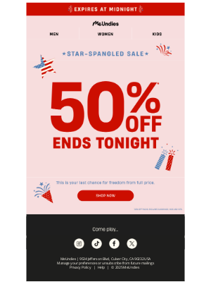 MeUndies - Final Hours: 50% Off Everything