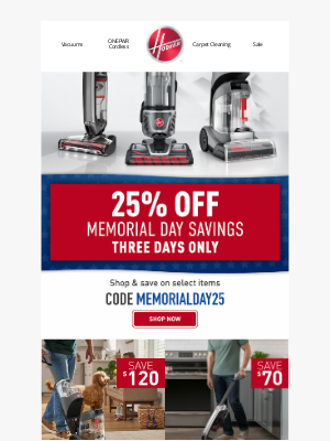 Hoover - 3 Days Only. 25% Off with Code