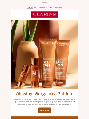 Clarins - All Glow, No Rays.  🧴
