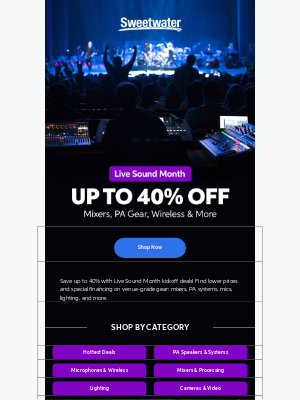 Sweetwater - Live Sound Month Is on Now! Save up to 40%