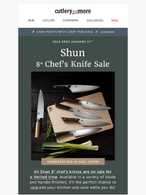 Cutlery and More - Hurry, our Shun Chef's Knife Sale ends tomorrow!