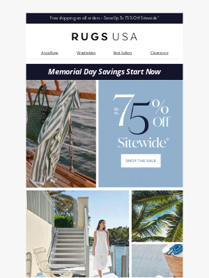 Rugs USA - Memorial Day Kickoff 🔥 Up to 75% Off Starts Today!