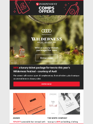 The Independent - Ending soon! Win a luxury ticket package to Wilderness Festival