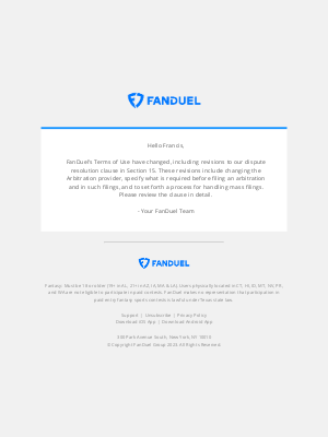FanDuel - Our Terms of Use have changed.