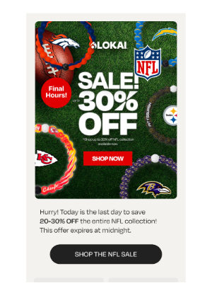 Lokai - Final Hours to Save up to 30% on NFL!