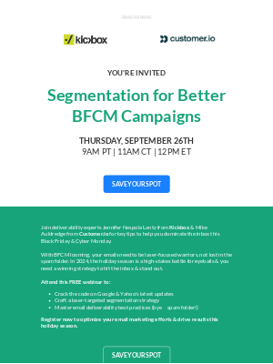 Kickbox - You're Invited! Segmentation for Better BFCM Campaigns