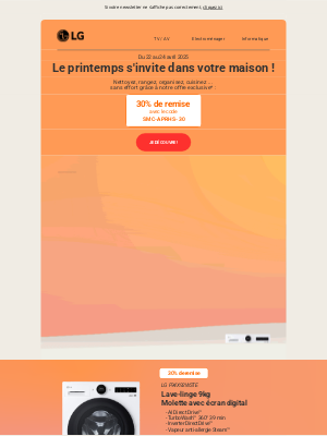 LG (France) - 🎁 -30% pour simplifier votre quotidien | Faites entrer le printemps chez vous 🌞