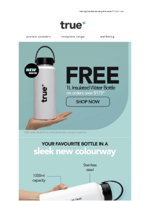 True Protein (Australia) - Free 1L Insulated Water Bottle This Week*
