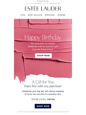 Estée Lauder - 🎁 john heidy, don't forget your birthday gift. Party on!