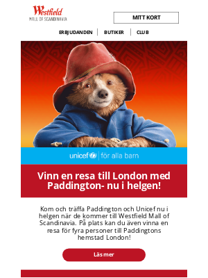 Westfield Mall of Scandinavia (Scandinavia) - Vinn en resa till London och träffa Paddington i helgen!🐻