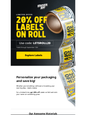 StickerApp - 20% OFF Labels on Roll