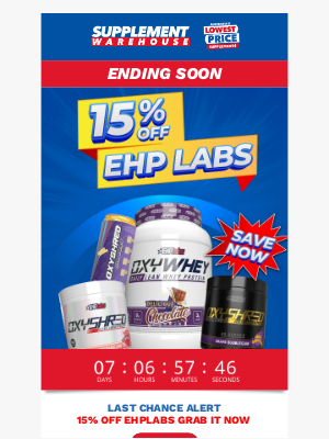 Supplement Warehouse (Australia) - ⏰ Last Chance! 15% Off EHPlabs