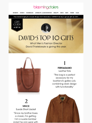 Bloomingdale's - Our new Men’s Fashion Director David Thielebeule’s gift picks